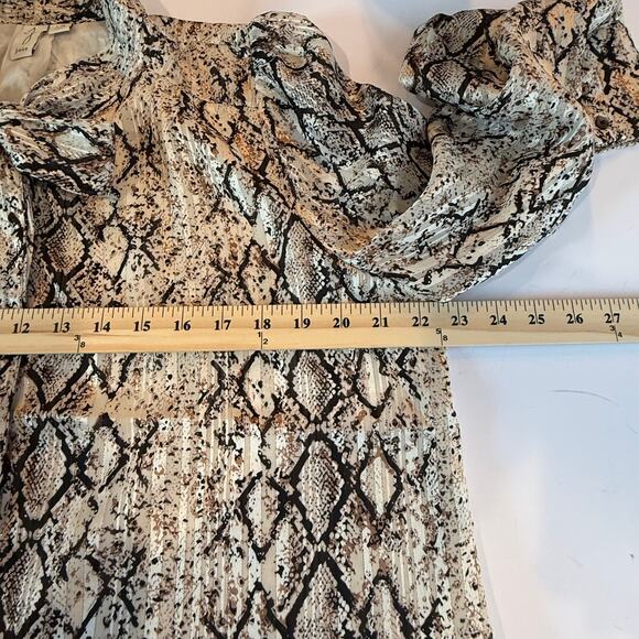 Joie Snakeskin Print Bow Blouse Women’s L Animal Print Top Boho Chic - Picture 6 of 9